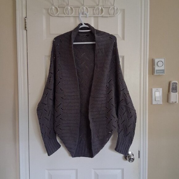 Peruvian Connection Women's M/L Gray Knit Wool Alpaca Blend Cocoon Open Sweater - Picture 2 of 10